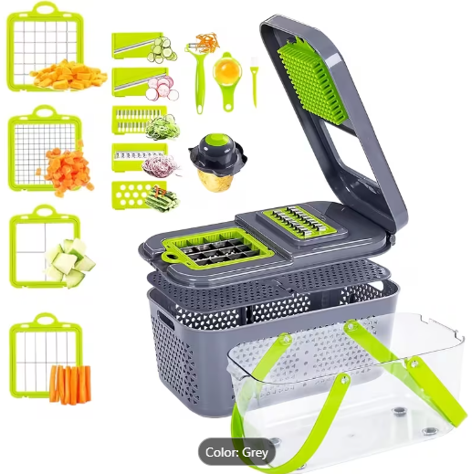 22-in-1 Vegetable Chopper & Dicer with Container – 13 Blades
