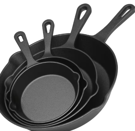 4-Piece Pre-Seasoned Cast Iron Skillet Set – Indoor/Outdoor Cookware