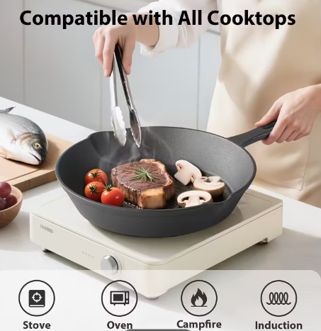 4-Piece Pre-Seasoned Cast Iron Skillet Set – Indoor/Outdoor Cookware