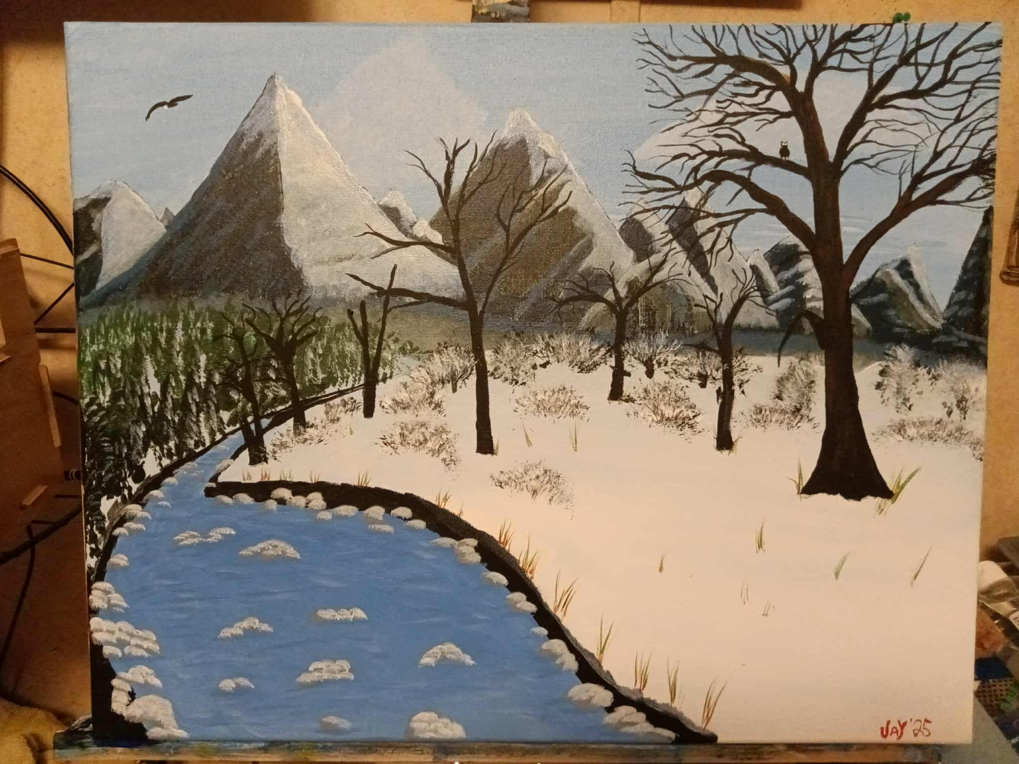 Original Acrylic Painting "A Winter's Day" by Jay – 16x20 Canvas