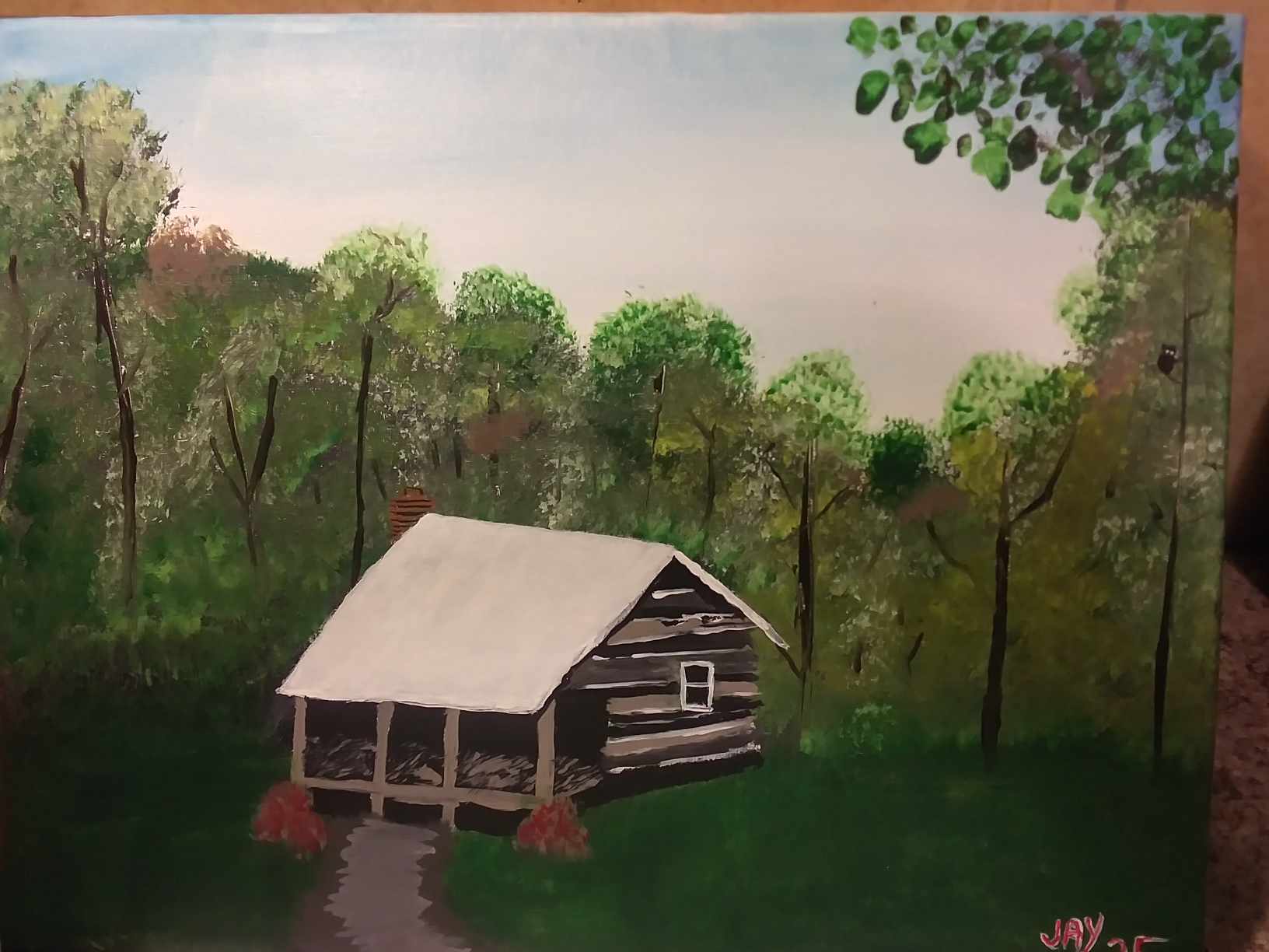 Original Acrylic Painting "Cove Cabin" by Jay – 11x14 Canvas