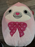 NEW Squishmallows 14” Inch BEA The Pink Sloth W Large Bow Hearts
