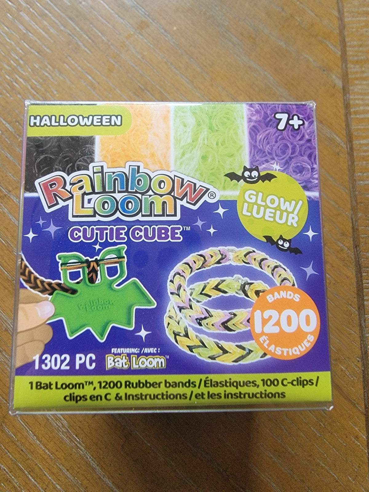 Rainbow Loom Cutie Cube 1302 Pc Glow in the Dark Halloween Colors Bat Loom