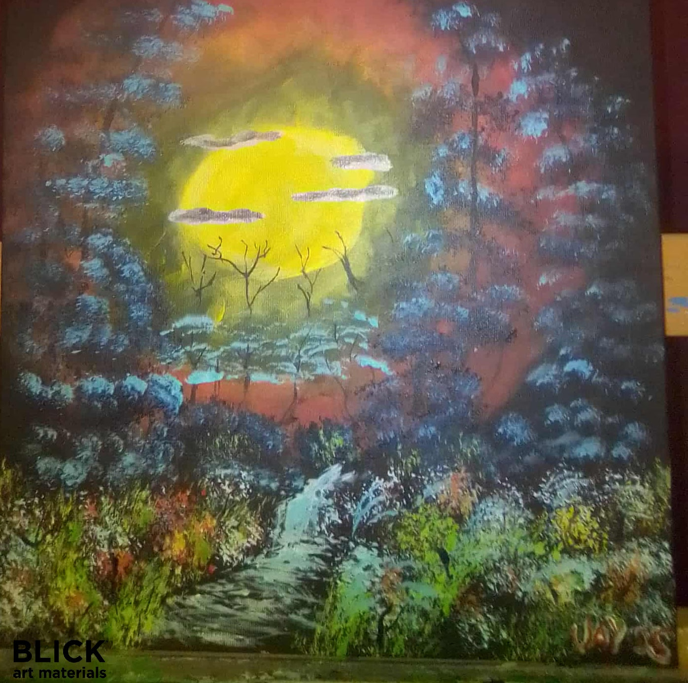 Original Acrylic Painting "Setting Moon" by Jay – 16x20 Canvas