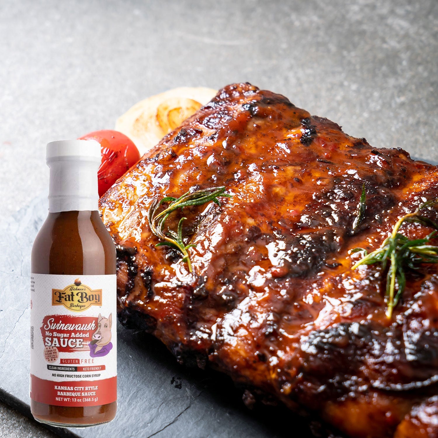 Swinewaush No Sugar Added Gluten Free Natural BBQ Sauce 13 oz - Pack of 2