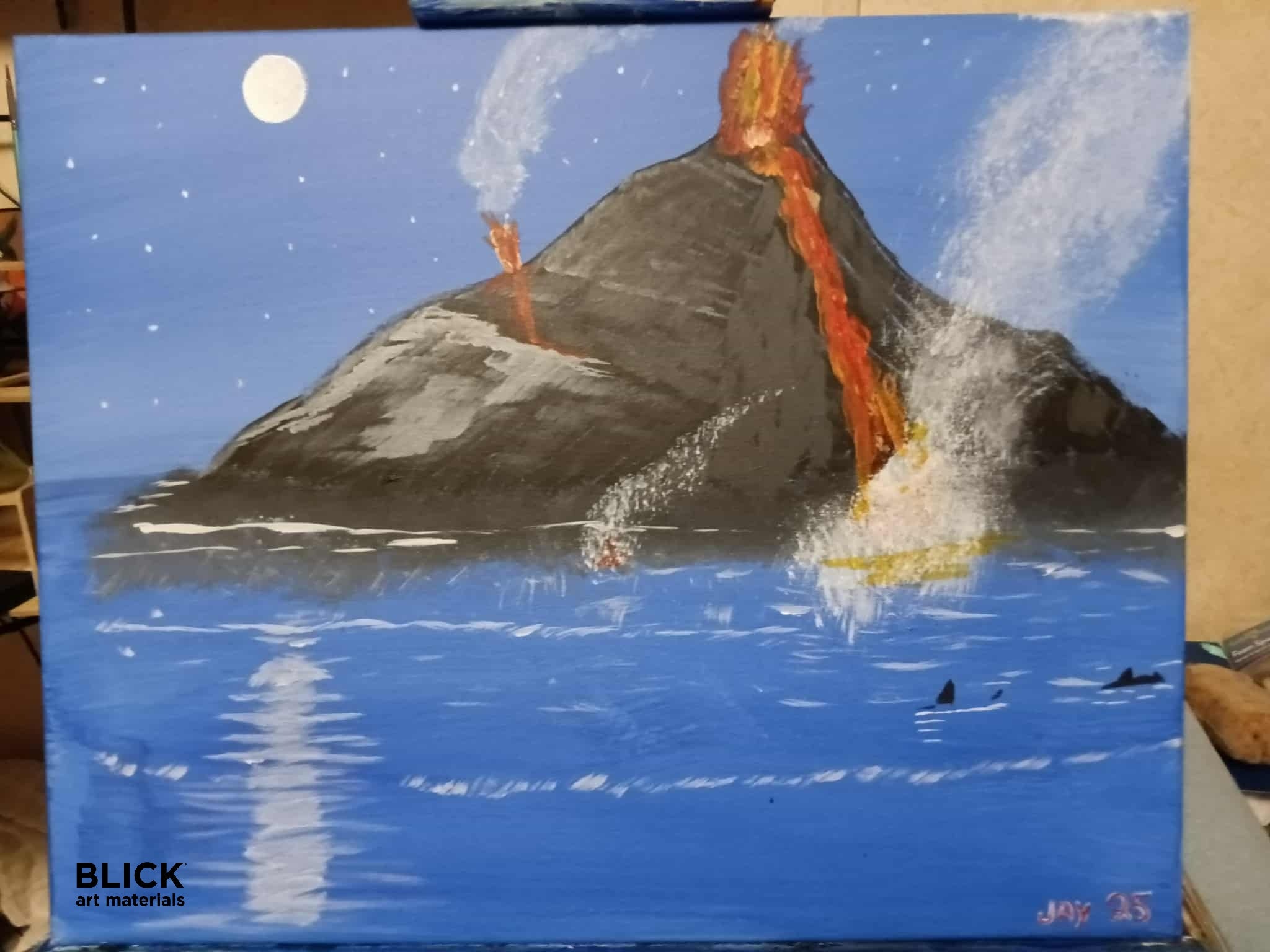 Original Acrylic Painting "Volcano" by Jay – 16x20 Canvas